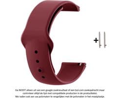 Wijn Rood / Paars Siliconen Bandje voor bepaalde 20mm smartwatches van verschillende bekende merken (zie lijst met compatibele modellen in producttekst) - Maat: zie foto – 20 mm wine red / purple rubber smartwatch strap