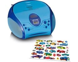Lenco SCD-24 KIDS - Draagbare cd speler en radio voor kinderen - Inclusief stickervel - Blauw