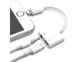 2 in 1 Oplaad Adapter - Geschikt Voor Apple iPhone 12 - 80 mm - Wit