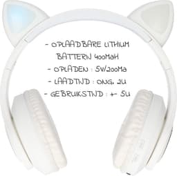 kinder koptelefoon kitty cat wit met led oortjes — thumbnail 2