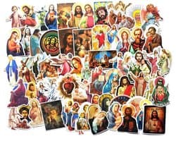 Religieuze Jesus and Mary laptop stickers - 68 stuks - Mix met Jezus, Maria, Apostelen en Engelen