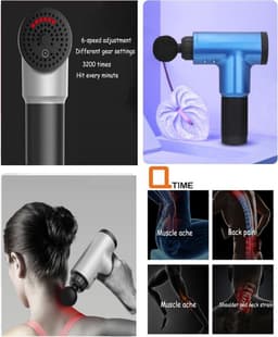 Q-time - Massage Gun - Professionele Sport Massage - Rug Massage - Nek Massage - Massage Apparaat - Spier Massage - Stress Massage - Triggerpoint - Spierherstel & Spierontspanning - Blauw — thumbnail 1