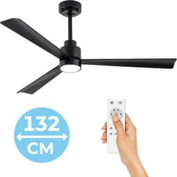 Goedewaere Plafondventilator Aero - Lamp - Stil - Timer - Zwart - 132cm — thumbnail 1