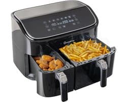 Sommertal HF DUAL 900 heteluchtfriteuse met dubbele kamer | 9 liter XXL heteluchtfriteuse & dehydrator | 2850 W | Digitaal touchscreen | 3D-luchtcirculatiesysteem | Voorverwarmen | Synchronisatiefunctie