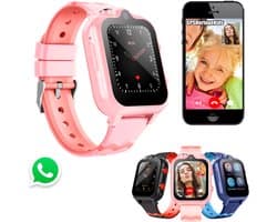GPSHorlogeKids© - GPS horloge kind - smartwatch kinderen - WhatsApp - 4G videobellen - spatwaterdicht - SOS alarm - Dual Camera - gezichtsherkenning - incl. SIM - DUO Roze