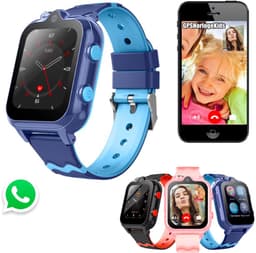 GPSHorlogeKids© - GPS horloge kind - smartwatch kinderen - WhatsApp - 4G videobellen - spatwaterdicht - SOS alarm - Dual Camera - gezichtsherkenning - incl. SIM - DUO Blauw — thumbnail 1