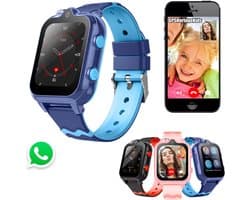GPSHorlogeKids© - GPS horloge kind - smartwatch kinderen - WhatsApp - 4G videobellen - spatwaterdicht - SOS alarm - Dual Camera - gezichtsherkenning - incl. SIM - DUO Blauw