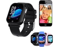 GPSHorlogeKids© - smartwatch kinderen - GPS horloge kind – kleinste model 2025 – kinder smartwatch - 4G videobellen - spatwaterdicht - SOS alarm - incl. SIM - PAX Zwart