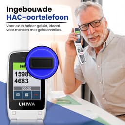 Uniwa V202T Senioren Telefoon 4G Senioren GSM Mobiele Telefoon Klaptelefoon Grote Toetsen SOS Noodknop Simlockvrij Oplaadstation Luid Geluid — thumbnail 2