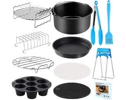 11-delige universele airfryer accessoireset -8" universele frituurpanaccessoires- Materialen van voedingskwaliteit, BPA-vrij - Veilig, corrosiebestendig en bestand tegen hoge temperaturen - Vaatwasserbestendig