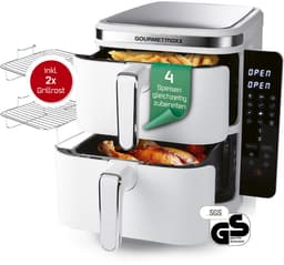 GOURMETmaxx FryUp Verticale heteluchtfriteuse met dubbele kamer, verticale airfryer, inklapbaar touchscreen, 32% ruimtebesparend, inhoud 10 liter, heteluchtfriteuse, 2 kamers — thumbnail 1