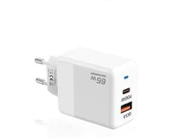 65W GaN Snellader - PD 45W + QC3.0 USB - Dual-Port Oplader Adapter voor Laptop, Tablet & Smartphone - wit