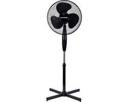 Staande Ventilator – 16 inch – 3 Snelheden – Oscillatiefunctie – Verstelbare Hoogte – Stil (≤65 dB) – 40-55W – Metalen Rooster – Zwart