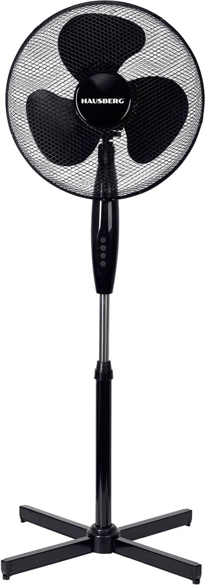 Staande Ventilator – 16 inch – 3 Snelheden – Oscillatiefunctie – Verstelbare Hoogte – Stil (≤65 dB) – 40-55W – Metalen Rooster – Zwart — afbeelding 1