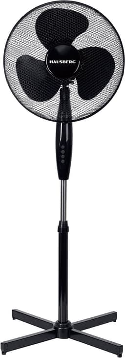 Staande Ventilator – 16 inch – 3 Snelheden – Oscillatiefunctie – Verstelbare Hoogte – Stil (≤65 dB) – 40-55W – Metalen Rooster – Zwart — thumbnail 1