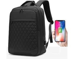 Signature Home Laptoptas - laptoprugzak - Schooltas met USB oplaadstation - 16 inch laptop - dames en heren - zwart