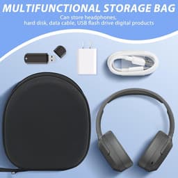 Hoofdtelefoonhoesje - Harde beschermhoes - On-ear / over-ear - Compatibel met de meeste Bluetooth / bedrade / gaming-hoofdtelefoons - Draagtas - Waterdicht - Schokbestendig - Hoofdtelefoonopberghoes - Zwart — thumbnail 4