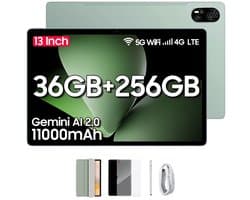 Blackview MEGA 8 Android 15 Tablet 13 inch - 36GB+256GB 4G LTE+5G WiFi Gaming Tablet - 11000mAh Accu - WideVine L1 - 50MP+2MP+13MP Camera - Met Stylus en Beschermhoes -Groen