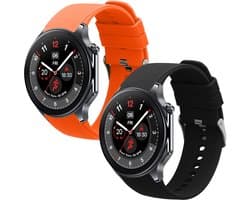 kwmobile 2x horlogebandjes geschikt voor OnePlus Watch 3 / 2 / 2R / Oppo Watch X2 bandje - Smartwatch bandjes van TPU - Activity tracker horloge band in zwart / oranje