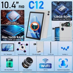 kotsren C12 - Android 14 Tablet - 10.4 inch - 16(3+13)GB RAM/128GB ROM– 5000mAh - Zilver — thumbnail 5
