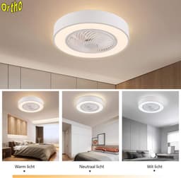 Ortho® - Plafondventilator - Plafondlamp - LED verlichting - LED fan - Zomer- en winterstand - Met afstandsbediening - Wit — thumbnail 5