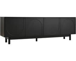 Televisiekast opbergkast zijkast geschikt voor televisies van 50-59 inch met 4 deuren en verstelbare plankjes modern minimalistisch design met een subtiele luxe uitstraling 175 x 38 x 56 cm zwart