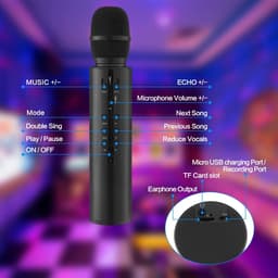 Karaoke Draadloze microfoon Draagbare handzame Bluetooth-luidsprekermicrofoon, draadloze microfoons Karaokemachine Thuis KTV-speler Compatibel met Android- en iOS-apparaten voor feesten/zang/vergaderingen — thumbnail 3