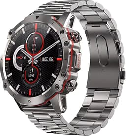 Royal Empire AK56 Smartwatch - Smartwatch Heren - Stappenteller - Bloeddrukmeter - Hartslagmeter - Slaapmonitor - Multisport - RVS & TPU Bandje - 47MM - Geschikt voor alle Smartphones - Zilver — thumbnail 3