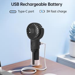 Mini draagbare ventilator, draagbare ventilator met nevelfunctie, oplaadbare venHandventilator-tilator met 4 snelheden, verstelbare koeling en handbediende sproeier voor de zomer, buiten, reizen, make-up, thuis, kantoor, kamperen — thumbnail 2