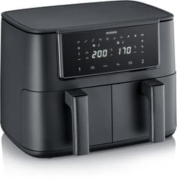 Severin FR 2463 Black Line Dual - Dubbele airfryer - Hetelucht friteuse - Touchscreen - 2x 4 liter - 11 Automatische programma's - Sync cook & finish – Zwart — thumbnail 2