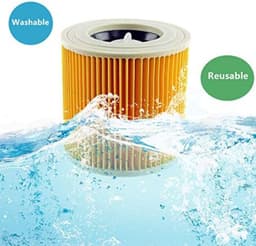 Patroonfilter - 2 Stuk - nat- en droogfilter - Geschikt voor Karcher WD3/NT18/20/38/1- Geschikt voor voor HEPA-filter WD2/MV2/3 stofzuiger filter katoen - geel — thumbnail 2