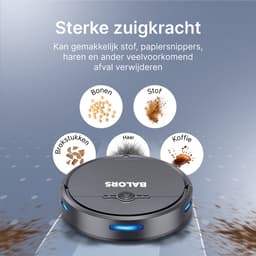 Robotstofzuiger met Dweilfunctie - met Laadstation - Slimme Navigatie en App - Krachtige Zuigkracht - Geschikt voor Huisdieren - Dweilrobot - Geschikt voor Harde Vloeren & Tapijt - Zwart - Balors — thumbnail 4