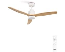 CREATE - Plafondventilator 40W silent Ø132 cm - Met Verlichting drie temperaturen - Met Afstandsbediening - 6 Snelheden - Timer - Zomer/Winter functie - Wit - WIND STYLANCE