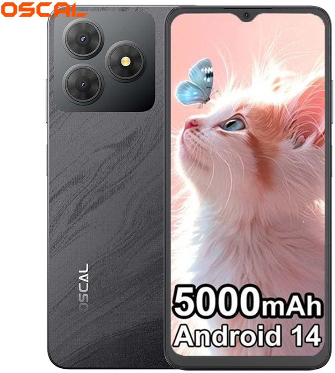 Smartphone OSCAL Blackview FLAT 2C 6,56" 6Go+64Go/SD 2To 5000mAh Android 14 GO Dual SIM - Zwart — afbeelding 1