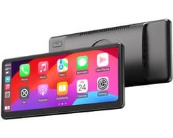 MINIX CP89-HD Draagbaar Draadloos CarPlay/ Android Auto Beeldscherm, 60FPS 8,9 Inch 1920*720 IPS Touch Screen, Magnetische Zuiging, Plug-and-Play, Dubbele Bluetooth/ 3,5mm AUX/ FM Zender/ Ingebouwde Luidspreker, Knopbediening, Omgevingslicht