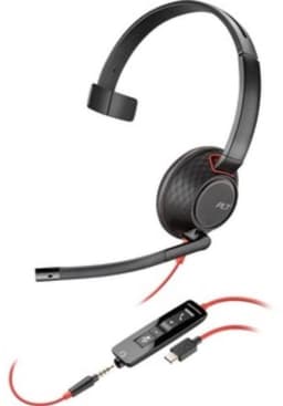 POLY Blackwire 5210 Headset Bedraad Hoofdband Oproepen/muziek USB Type-A Zwart, Rood — thumbnail 2
