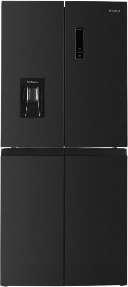 Wiggo WR-MD18(DX) - Amerikaanse Koelkast - No Frost - 4 deuren - Water Dispenser - Met Display - Super Freeze - 419 Liter - 5 jaar garantie - Donker Roestvrijstaal — afbeelding 1