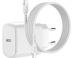 USB C Adapter - Oplader - 20W met (1m) USB C naar USB C kabel - Wit