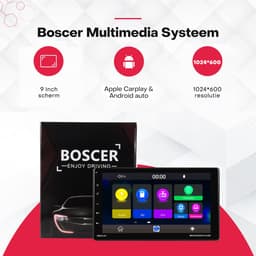 Boscer 1Din Autoradio - Apple Carplay & Android Auto - 9 inch HD verstelbaar scherm - USB, Aux, Bluetooth - Achteruitrijcamera & Microfoon — thumbnail 2