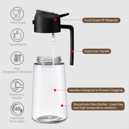 Olieverstuiver en -dispenser 2 in 1 - Olijfoliedispenser en -schenker voor keuken, airfryer, salade, barbecue - Zwart - 470 ml — thumbnail 3