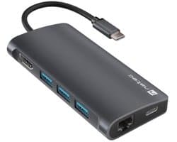 NATEC NMP-2162 laptop dock & poortreplicator Bedraad USB 3.2 Gen 1 (3.1 Gen 1) Type-C Grijs