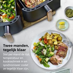 Philips 3000 Series Dual Airfryer - NA351/00 - Dubbele Mand - 9L - Tot 6 Personen - Zwart/Zilver — thumbnail 3