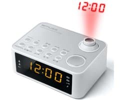 Muse M-178 PW wit wekker radio met projectie