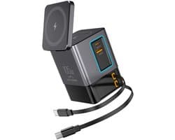 Oplaadstation 105W - 6-in-1 Snellader – Draadloze Oplader met USB-C Intrekbare Kabel – Geschikt voor Laptop, Smartphone, Tablet