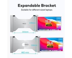 Virello® Draagbare dubbele Monitor – Full HD – Voor Laptops van 15.6" t/m 17.3" – Inclusief Hoes & Kabels – Grijs – 2025