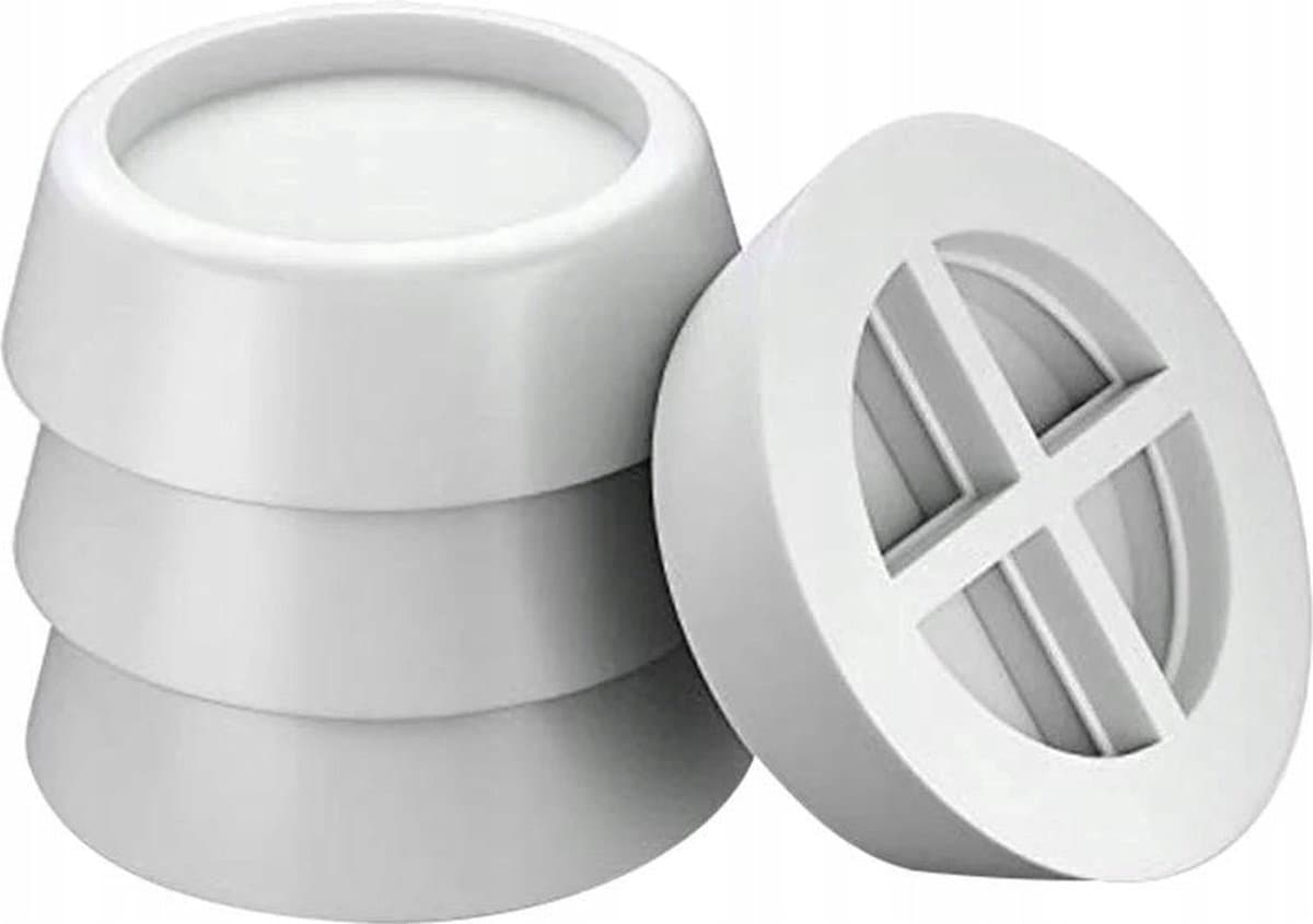 Trillingsdempers Voetjes Voor Wasmachine & Droger - Antislip Rubber Pootjes Extra Dik - Anti Trilling / Vibratie Dempers Pads Verhoger - Schokdempers - Set Van 4 Stuks - Wit — afbeelding 1