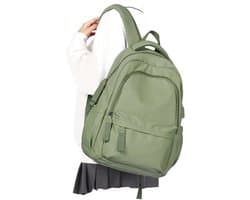 laptop rugzak -waterdicht met USB - schoolrugzak met laptopvak-14 inch-LichtGroen