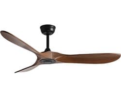 Bovista Plafondventilator - Met Verlichting - Plafond Ventilator - Met Lamp - Plafonniere Met Ventilator - Donker Hout - 132cm — afbeelding 1