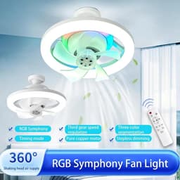 Livano Plafondventilator - Met Verlichting - Plafond Ventilator - Met Lamp - Plafonniere Met Ventilator - Met Licht — thumbnail 2