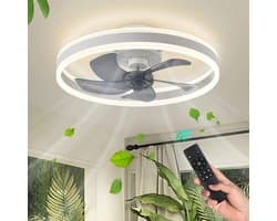 Plafond Ventilator Lamp - 51 CM - Smart Lamp - 6 Standen - 2 ledstrokes - Dimbaar - Wit - Kroonluchter Ventilator - Chandelier Fan - Woonkamer Lamp - Ventilator Lampen - Slaapkamer lamp - Eetkamerlamp — afbeelding 1